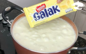 Canjica com chocolate branco
